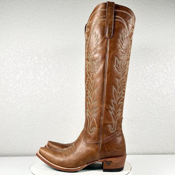 Tan Heeled Boots with Intricate Embroidery - Picture 4 of 12